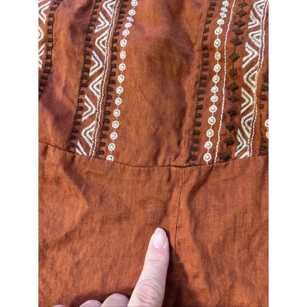 Garnet hill Magnolia Linen Top embroidered relaxed boxy fit large - Picture 8 of 12
